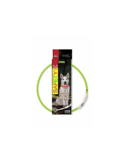 Obojek DOG FANTASY světelný USB zelený 65cm 1ks